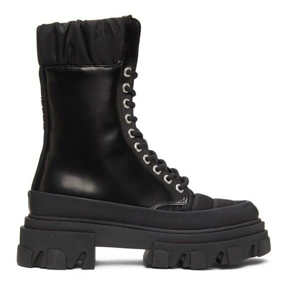 Ganni Chunky Black Nylon Lace-up Goth Grunge Y2K Boots 40 US 10 $475 - Picture 1 of 10